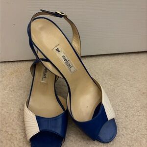 Raphael Blue and White Open Toe Women's Sandals
